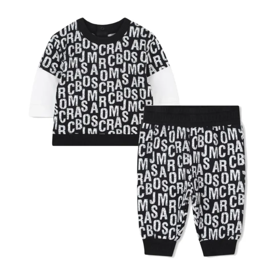 Logo Print Crewneck Katoen Jumpsuit Zwart
