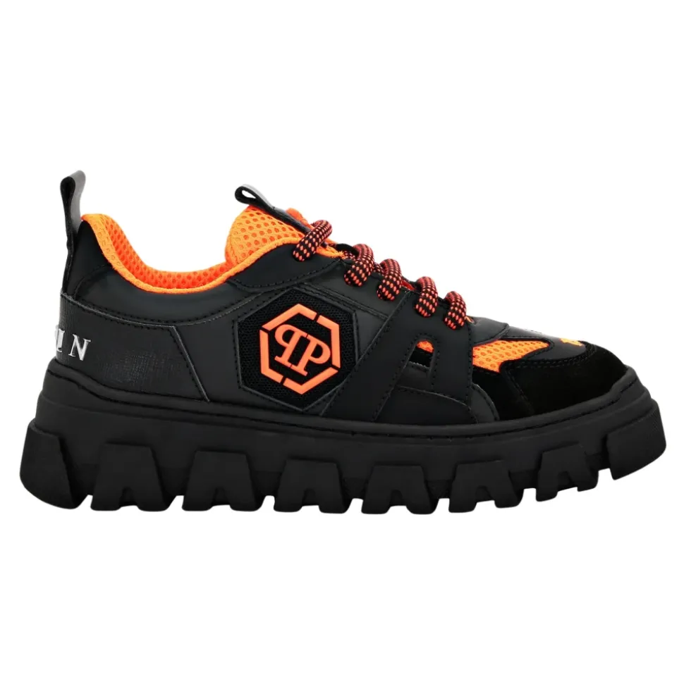 Lo-Top Sneakers Mix Materialen Hexagon Neon