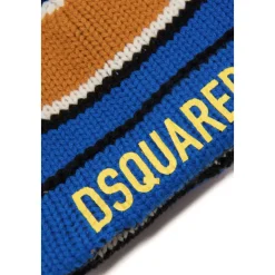 Meerkleurige wollen beanie met logo