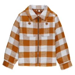 Meisjes Katoenen Jas Oranje Kraag Rits