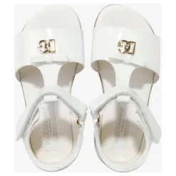 Meisjes Leren Logo Sandalen in Wit