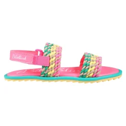 Multicolor sandalen met dubbele band en klittenbandsluiting