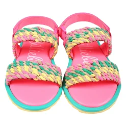Multicolor sandalen met dubbele band en klittenbandsluiting