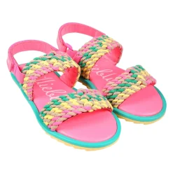 Multicolor sandalen met dubbele band en klittenbandsluiting