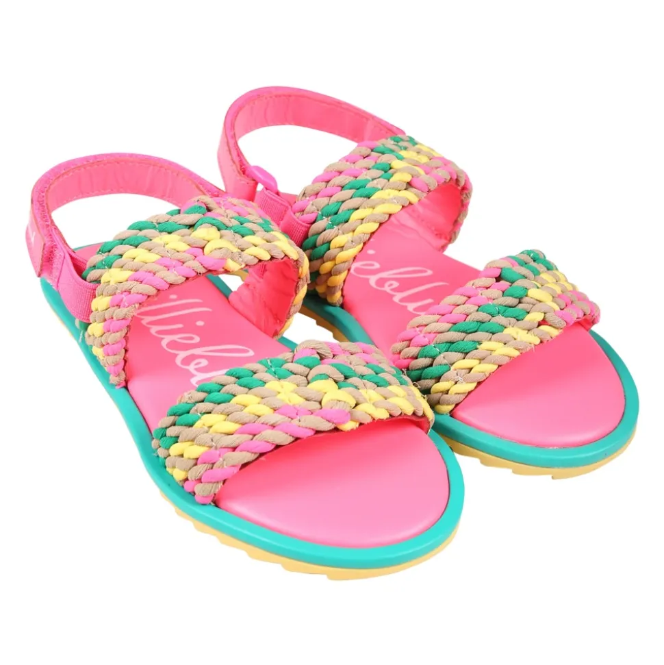 Multicolor sandalen met dubbele band en klittenbandsluiting