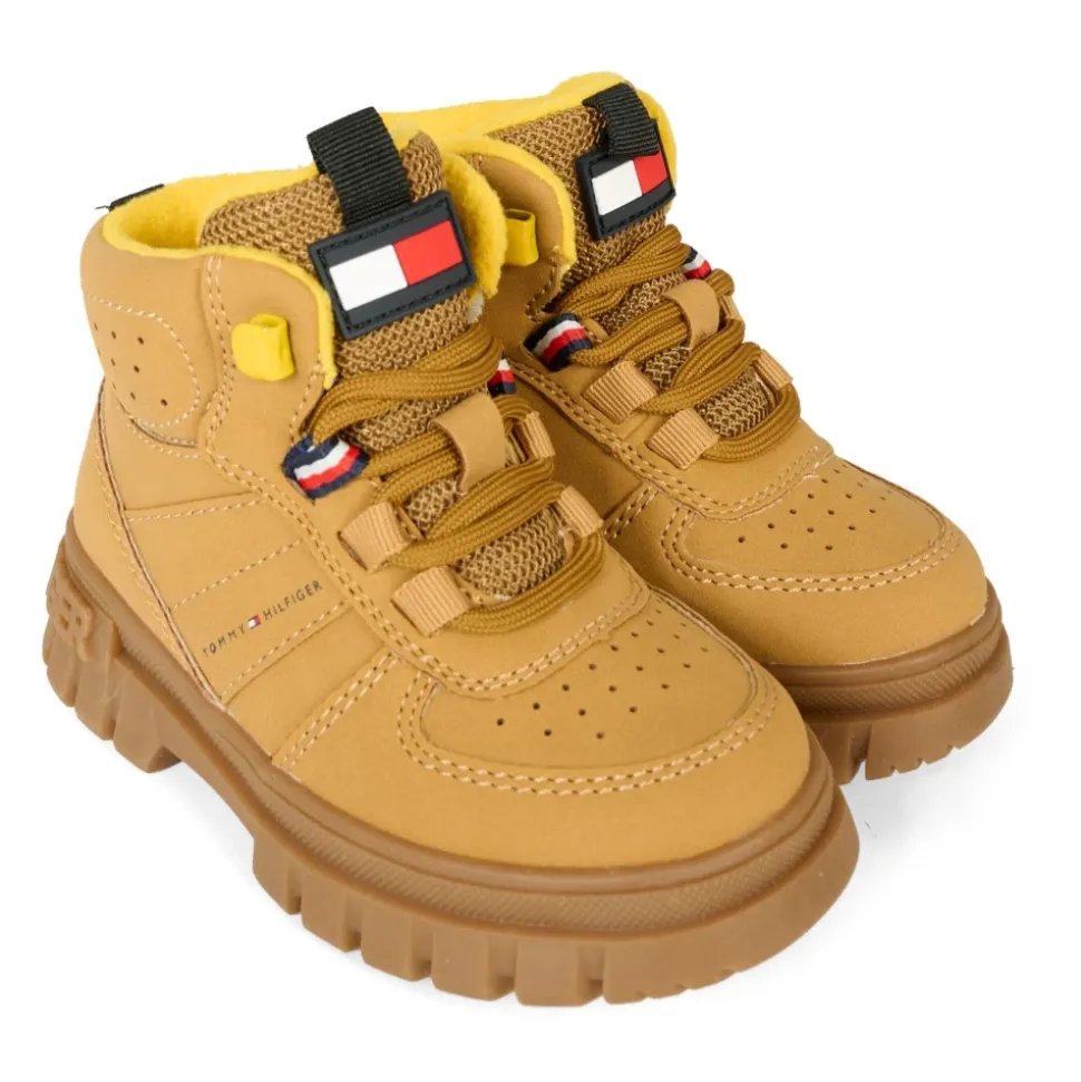 Okergele Enkellaarzen met Faux Fur