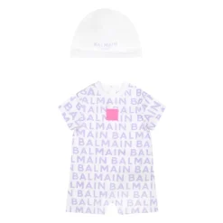 Paarse Katoenen Romper en Hoed Set