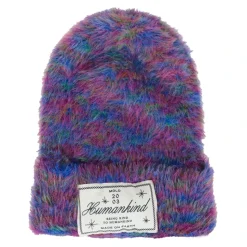 Paarse omgeslagen muts met logopatch