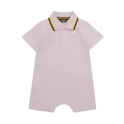 Pagliaccetto con collo a Polo in costina rigato