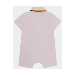 Pagliaccetto con collo a Polo in costina rigato