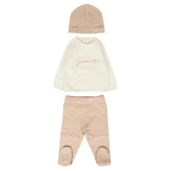 Pasgeboren Gebreide Set Beige Trui Broek
