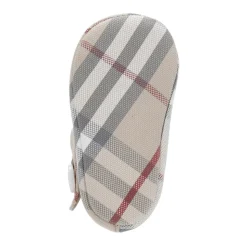 Platte Schoenen Beige Ruitpatroon Knoopsluiting