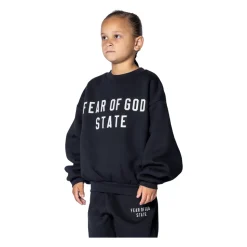 Retro Fleece Crewneck in Jet Black