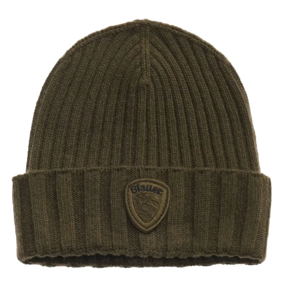 Ribgebreide Beanie met omslag