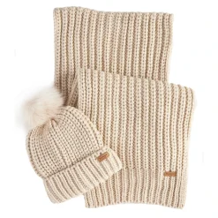 Rib-gebreide muts en sjaal set