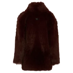 Rode Faux Fur Jas met Kraag