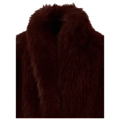 Rode Faux Fur Jas met Kraag