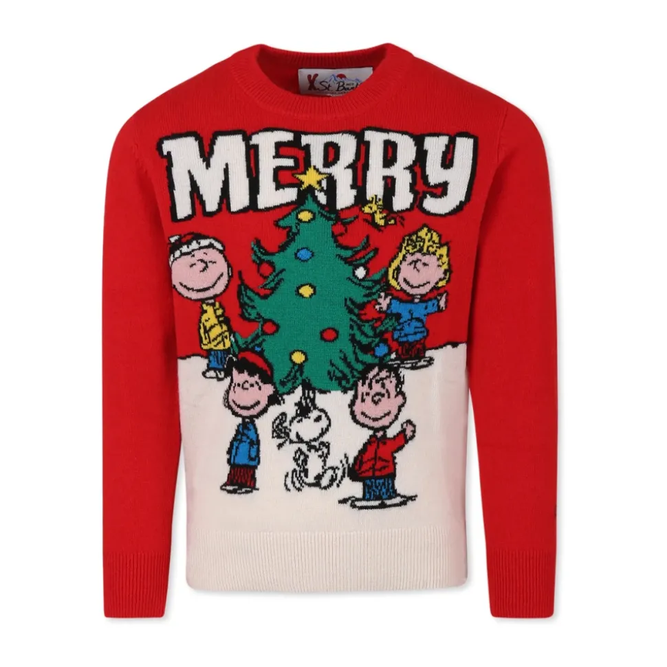 Rode Kersttrui met Peanuts Print