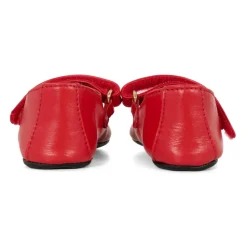 Rode leren ballerina's met logoversiering