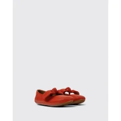 Rode Leren Strik Platte Schoenen voor Kinderen