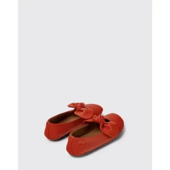 Rode Leren Strik Platte Schoenen voor Kinderen