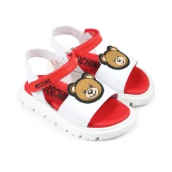 Rode Leren Teddy Bear Sandalen