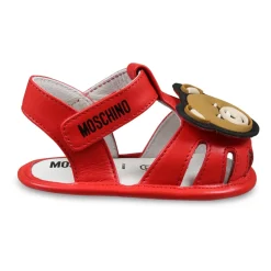 Rode Leren Teddybeer Sandalen