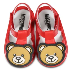Rode Leren Teddybeer Sandalen