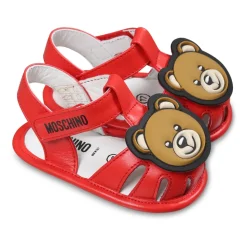Rode Leren Teddybeer Sandalen