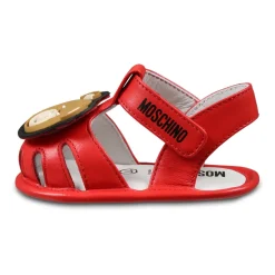 Rode Leren Teddybeer Sandalen