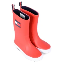 Rode Waterdichte Regenlaarzen met Iconische Vlag