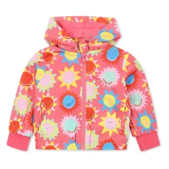 Rode windjack met zonprint