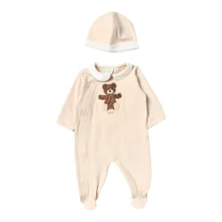 Romper en Hoed Set met Teddybeer Borduurwerk