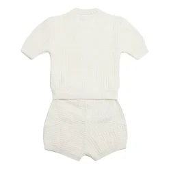 Roomkleurige jurk en T-shirt set