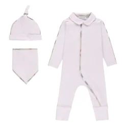 Roze Babykatoenen Driedelig Set
