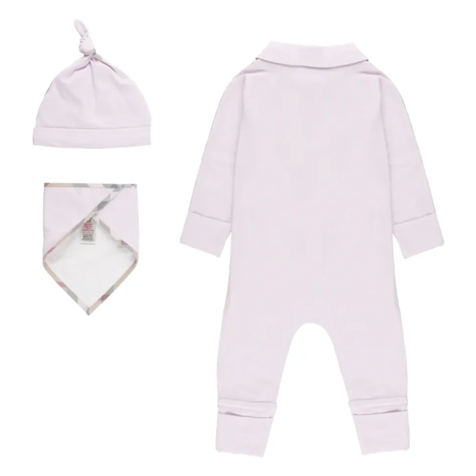 Roze Babykatoenen Driedelig Set