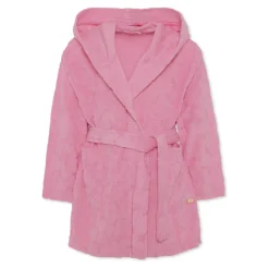 Roze badjas met terry hartjes