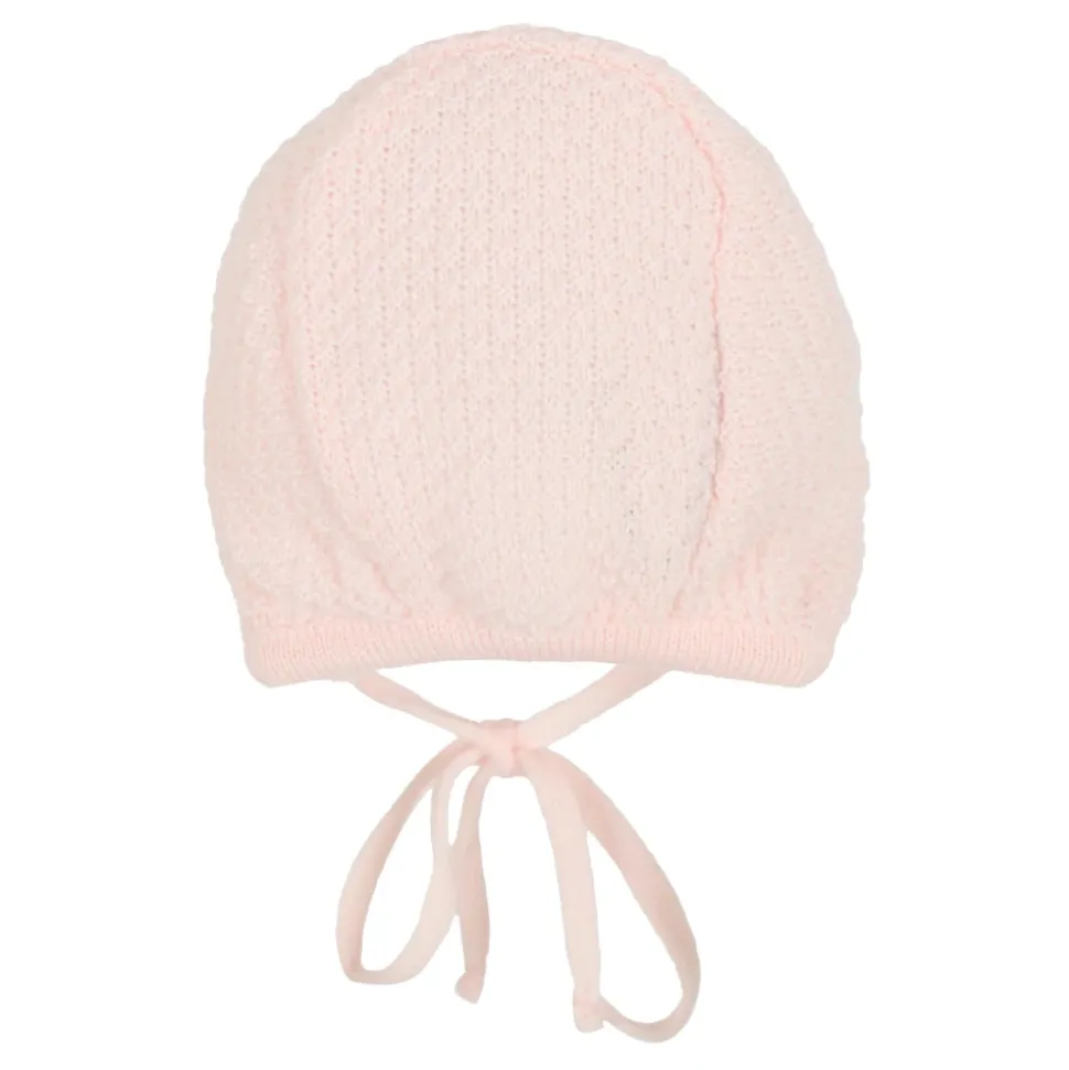 Roze Gebreide Wollen Babymuts