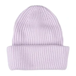 Roze Geribbelde Cashmere Beanie Hoed