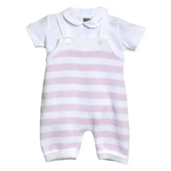 Roze Gestreepte Katoenen Salopette Jurk