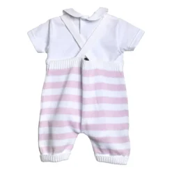 Roze Gestreepte Katoenen Salopette Jurk