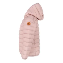 Roze Gewatteerde Donsjas met Capuchon