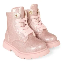 Roze Glitter Biker Boots met Logo