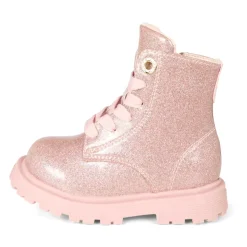 Roze Glitter Biker Boots met Logo
