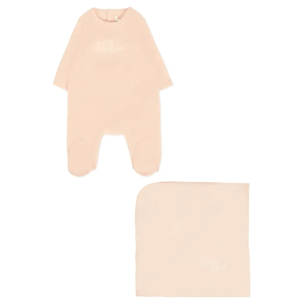 Roze Katoenen Babygrow Set met Deken
