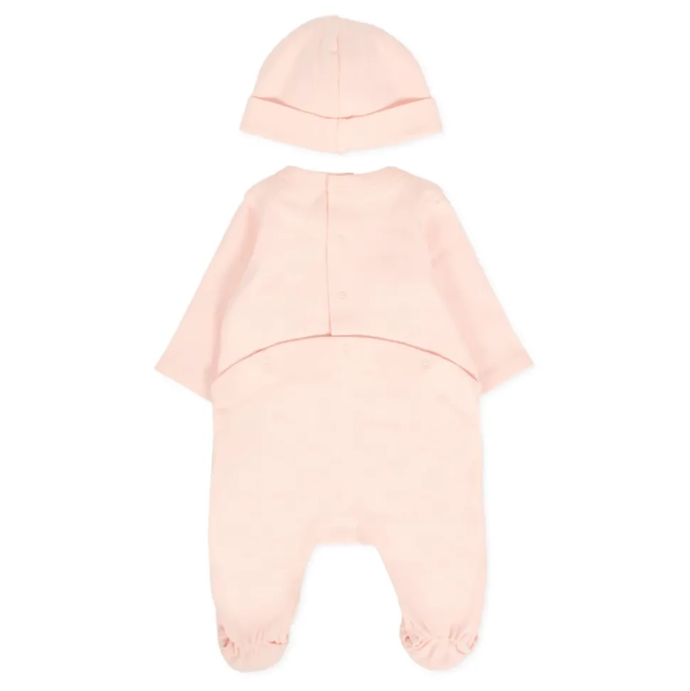 Roze Katoenen Babypakje en Hoed Set