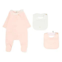 Roze Katoenen Babypakje Slabbetjes Set