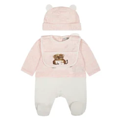 Roze Katoenen Babypakje Slabbetje Muts Set