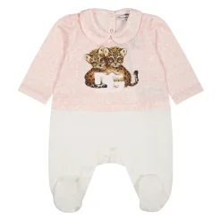 Roze Katoenen Babypakje Slabbetje Muts Set