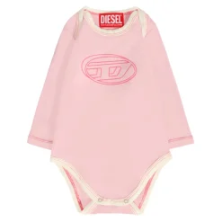 Roze Katoenen Bodysuit Set met Muts en Slabbetje
